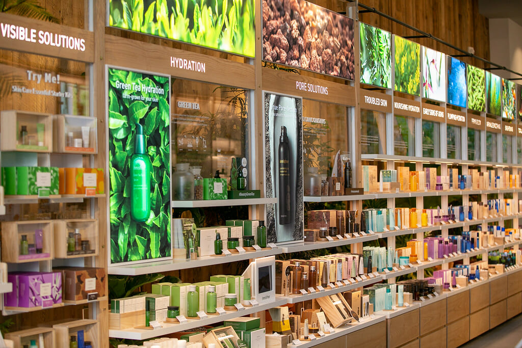 skincare products at innisfree's santa monica store