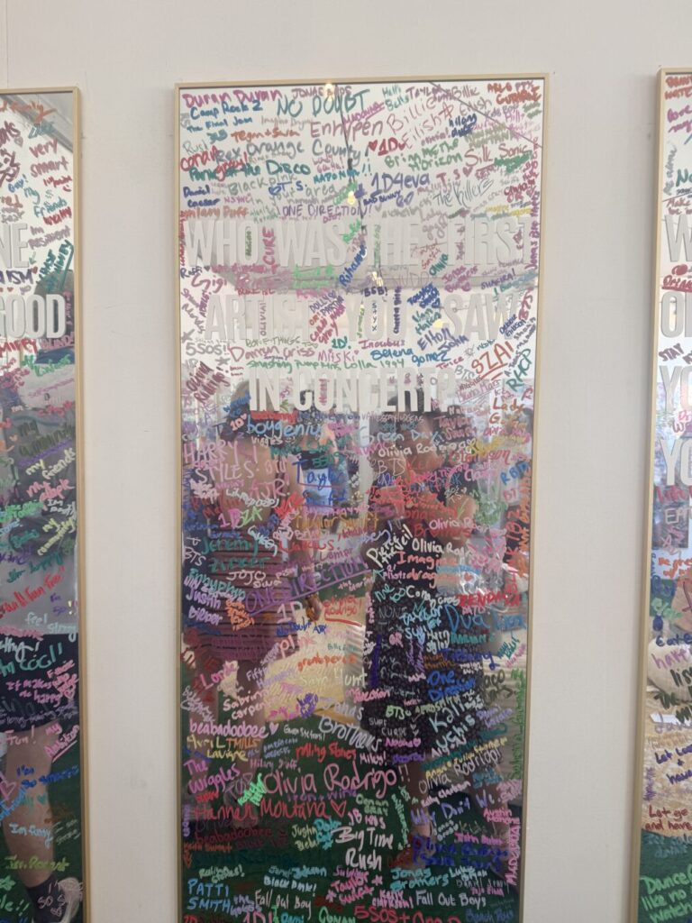 Artist Ariel Zana's mirror prompt installation at Daisy Chain Fields